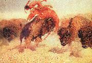 Frederick Remington The Buffalo Runner oil